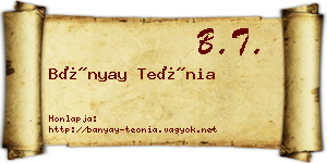 Bányay Teónia névjegykártya